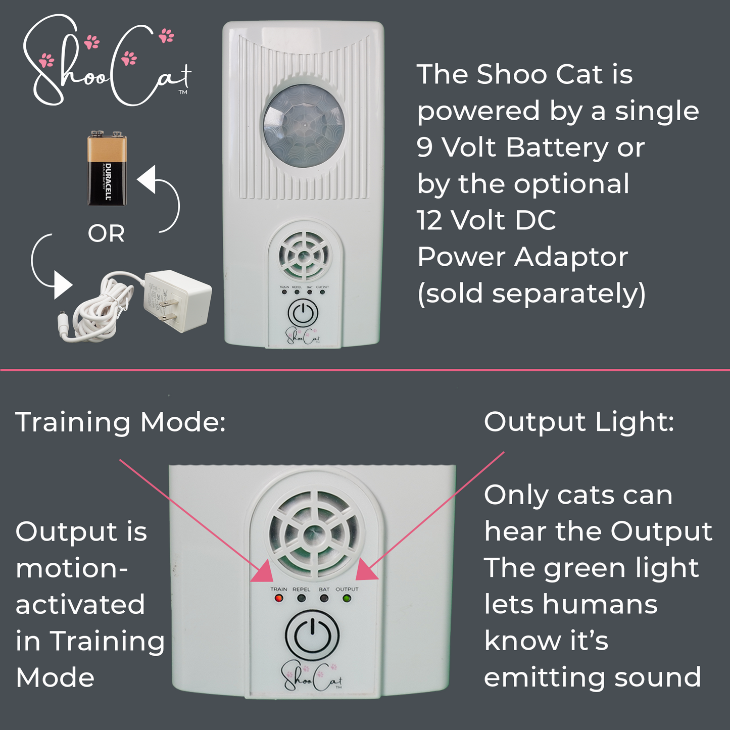 Shoo Cat Ultrasonic Cat Trainer Bundle With Power Adaptor